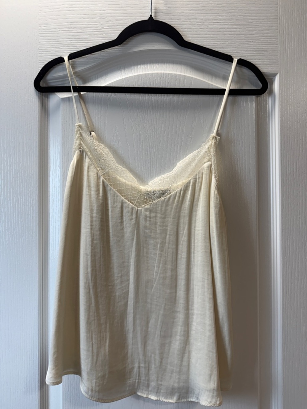 Allison Joy Cream Lace-Trim Satin Camisole